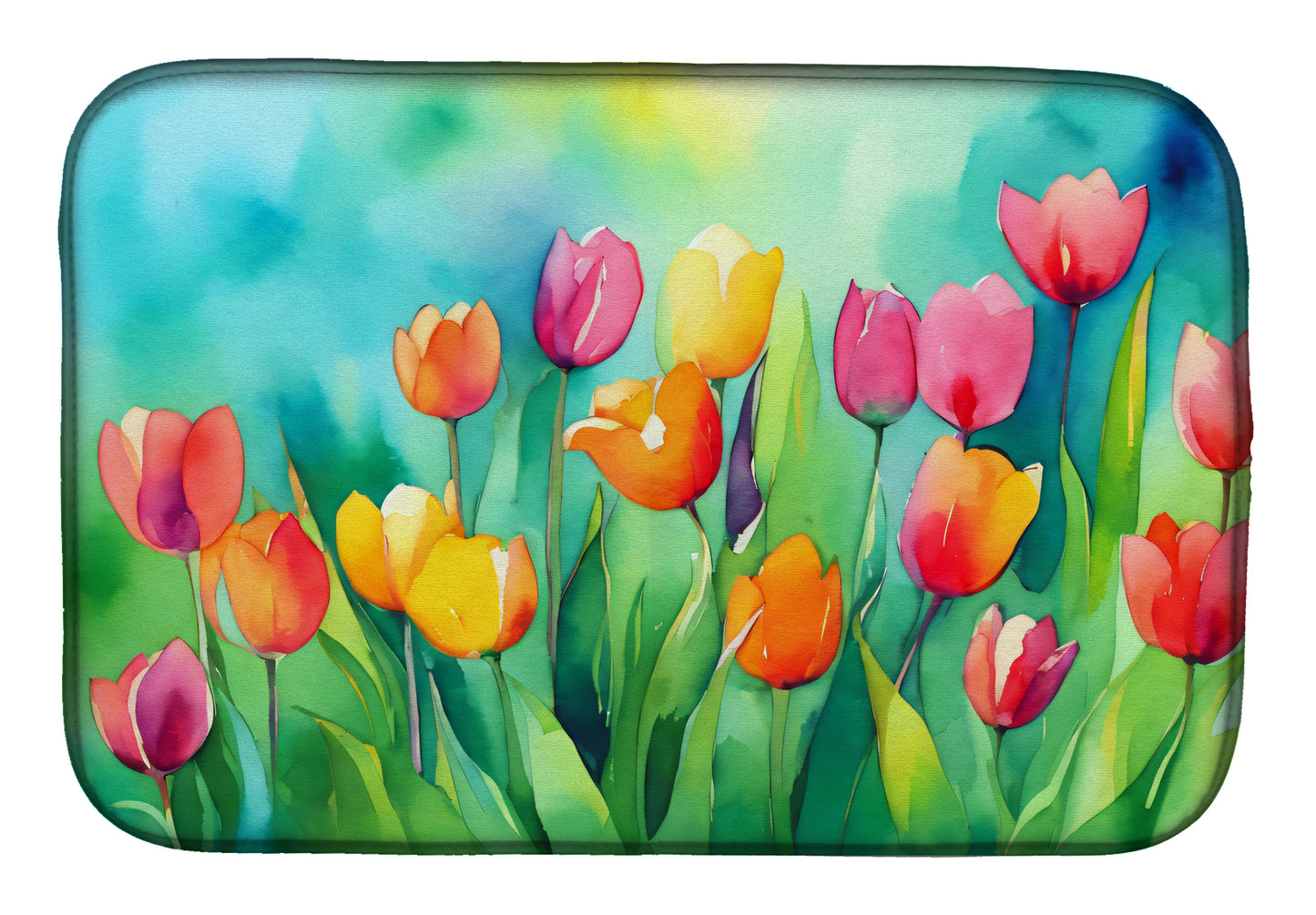 Buy this Tulips in Watercolor Dish Drying Mat