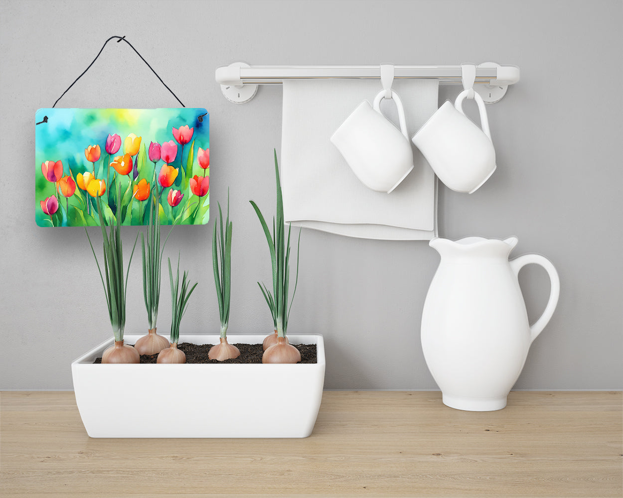 Tulips in Watercolor Wall or Door Hanging Prints