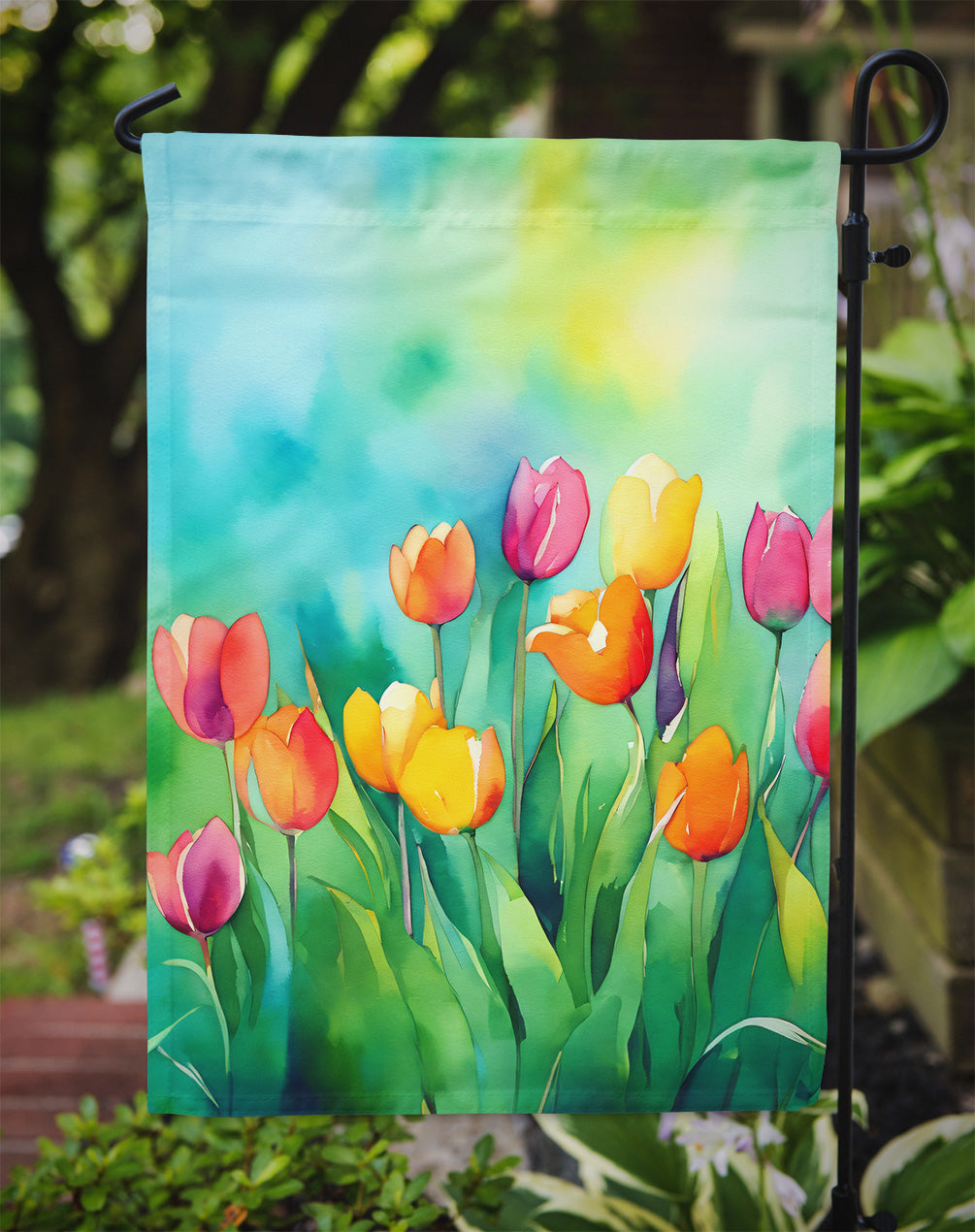 Tulips in Watercolor Garden Flag