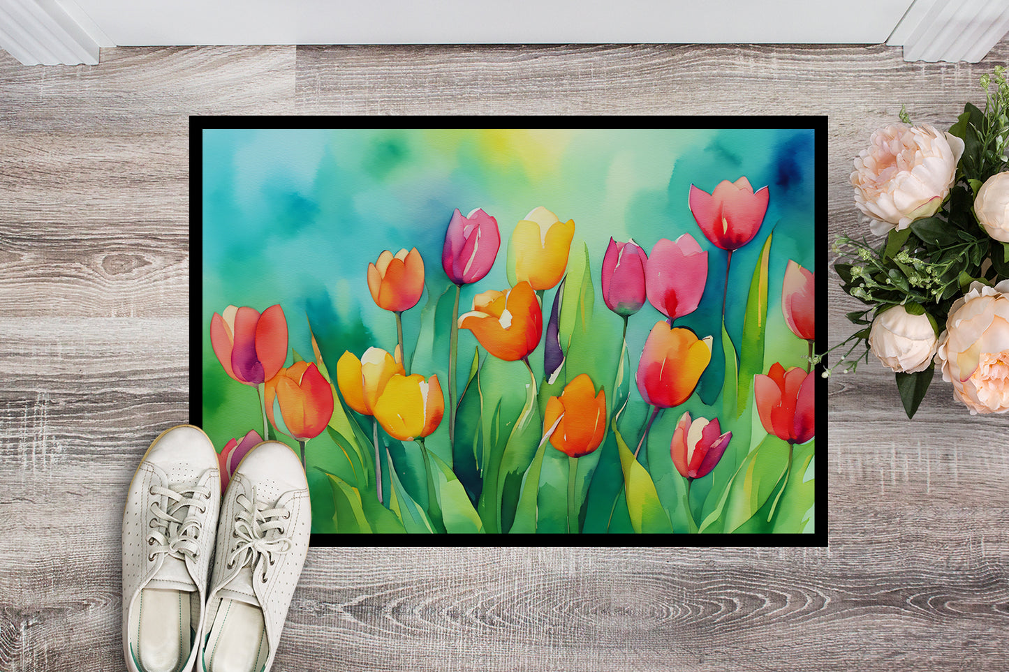 Tulips in Watercolor Doormat