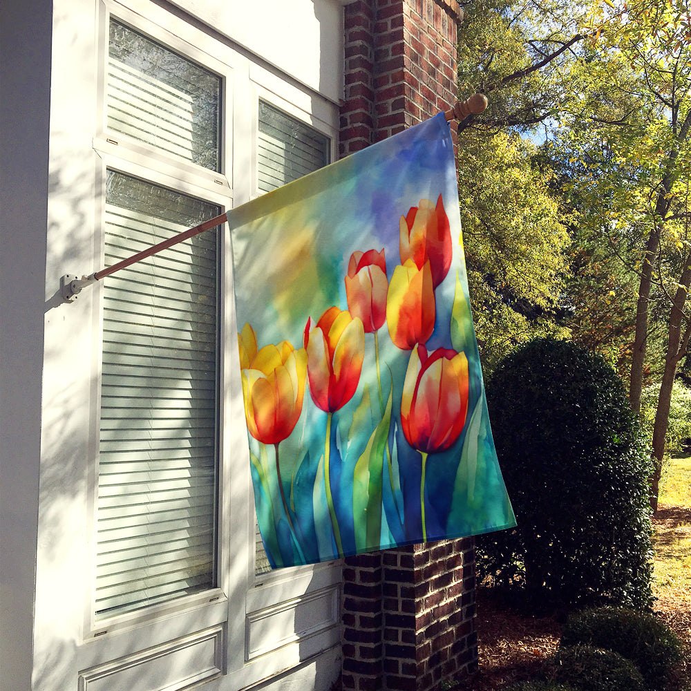 Tulips in Watercolor House Flag