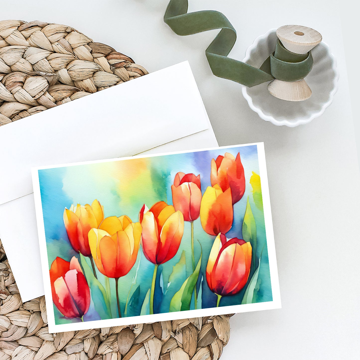 Tulips in Watercolor Greeting Cards Pack of 8