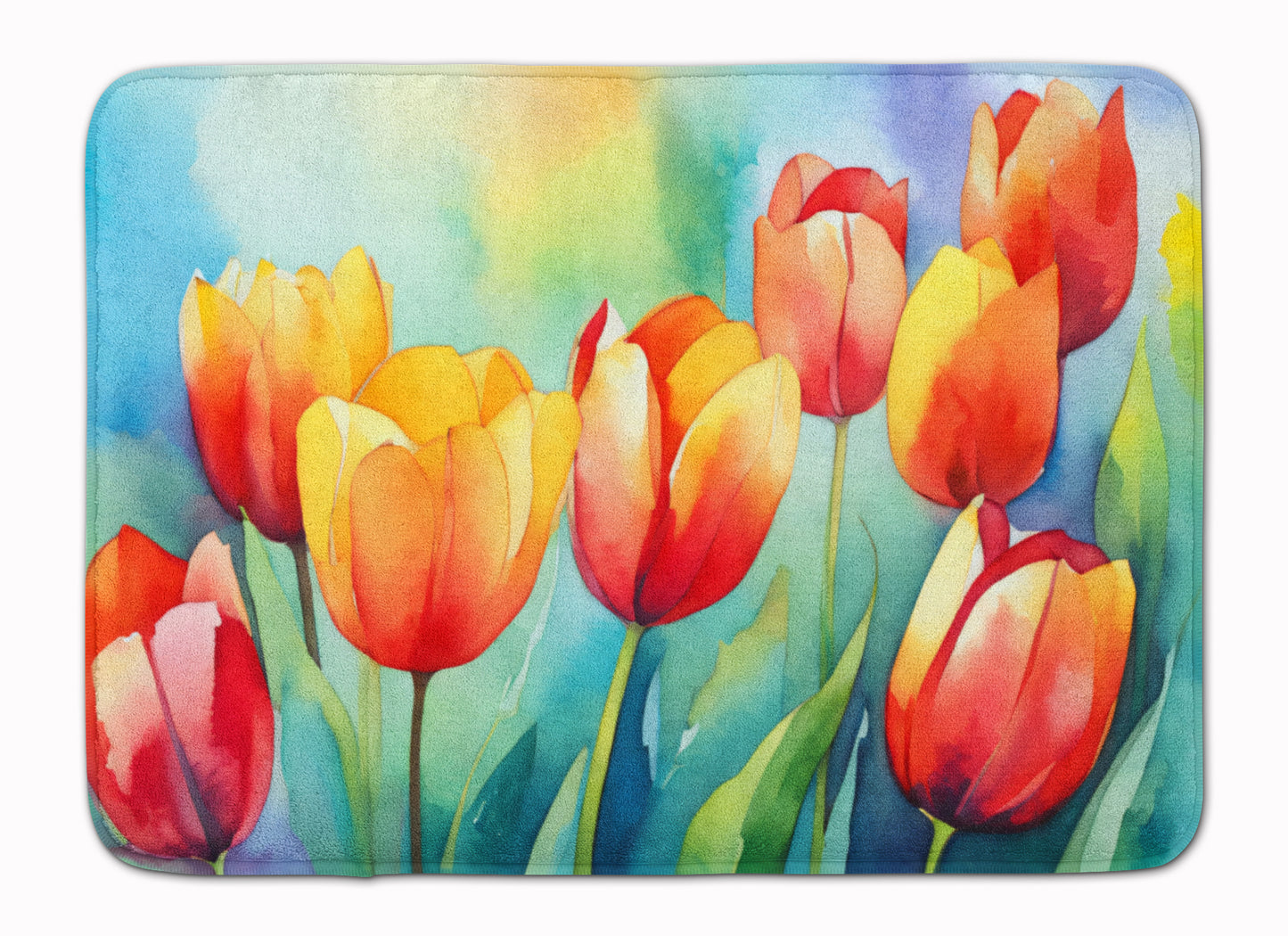 Buy this Tulips in Watercolor Memory Foam Kitchen Mat