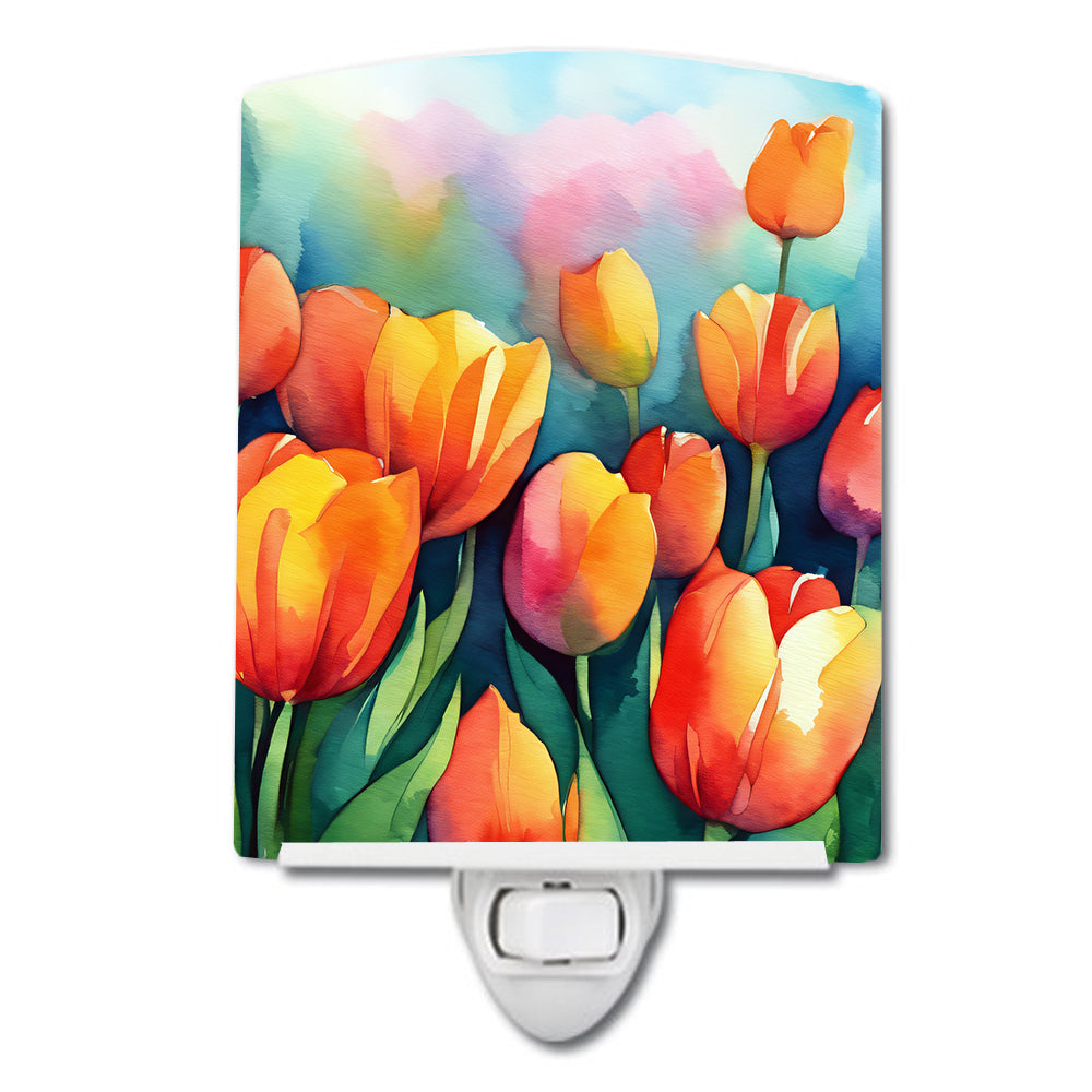 Buy this Tulips in Watercolor Ceramic Night Light