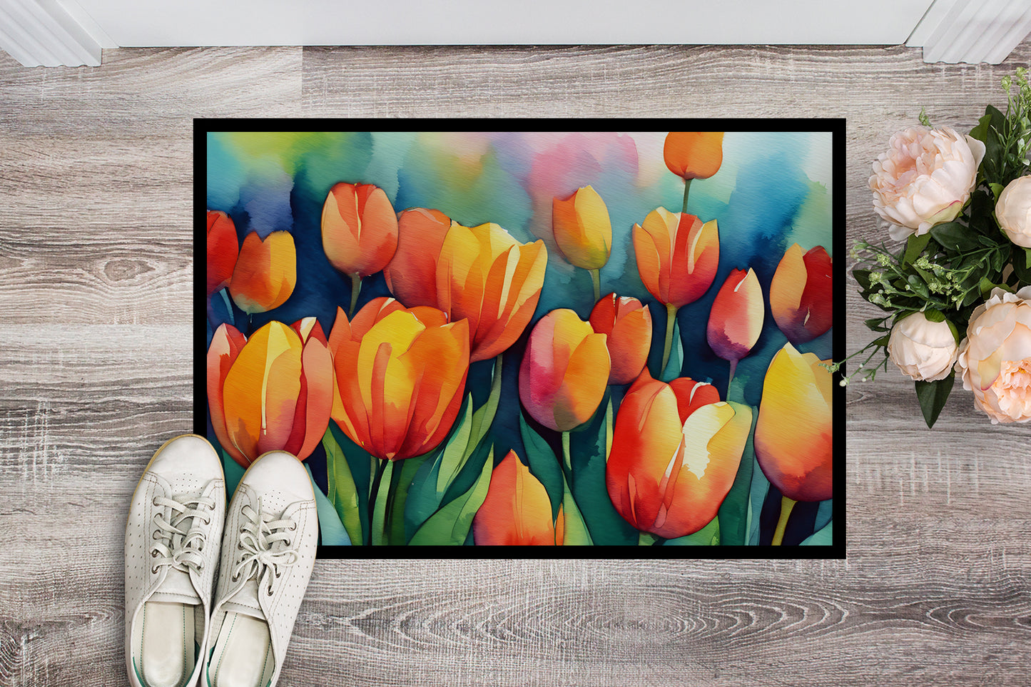 Tulips in Watercolor Doormat