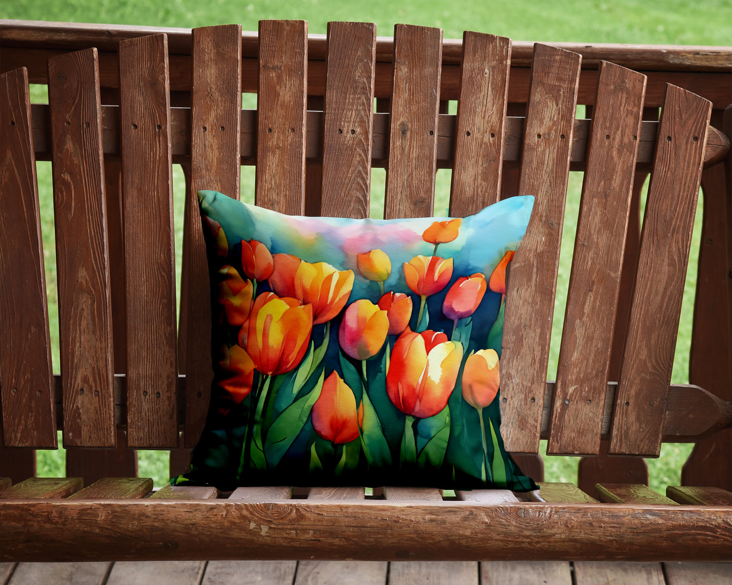 Tulips in Watercolor Throw Pillow