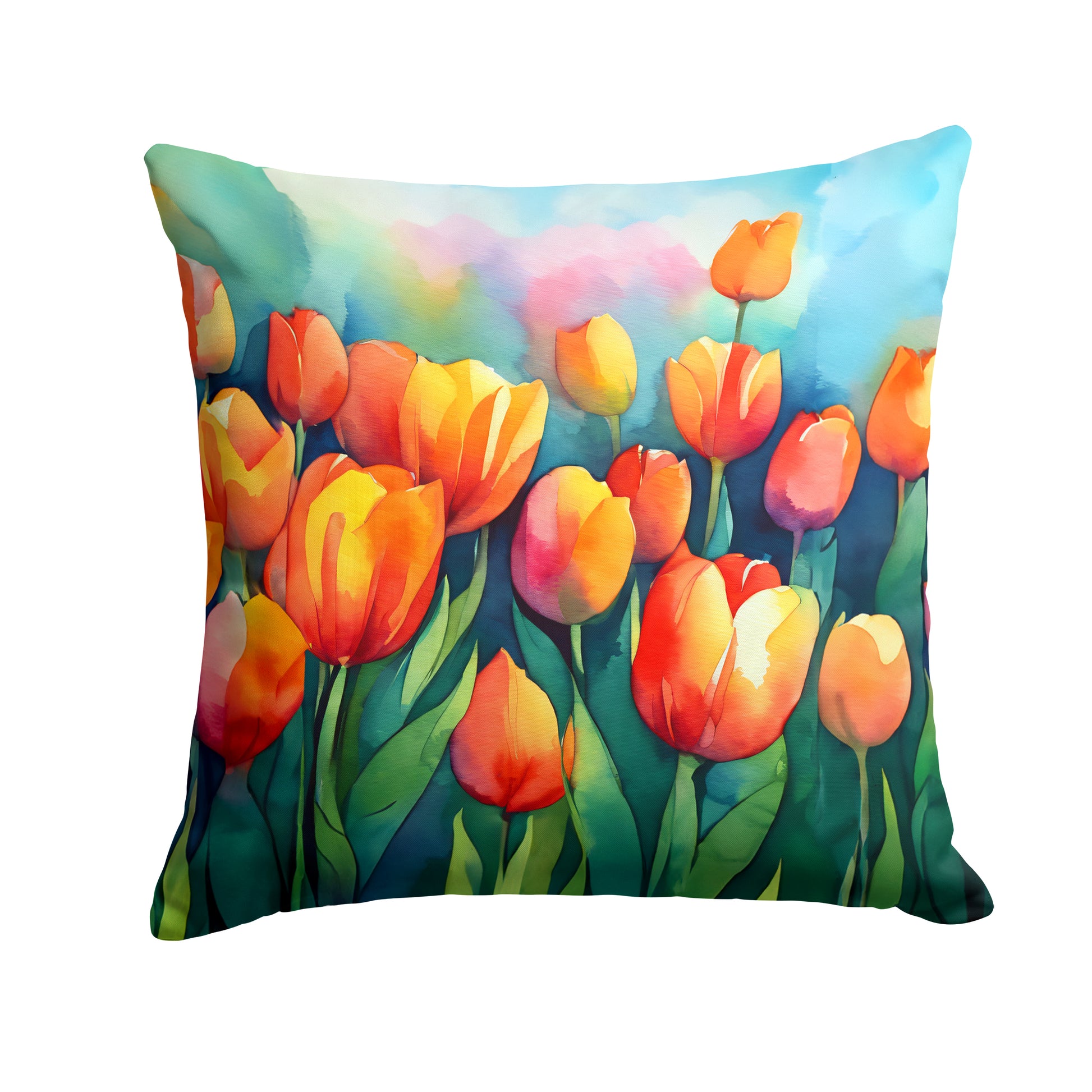 Buy this Tulips in Watercolor Throw Pillow