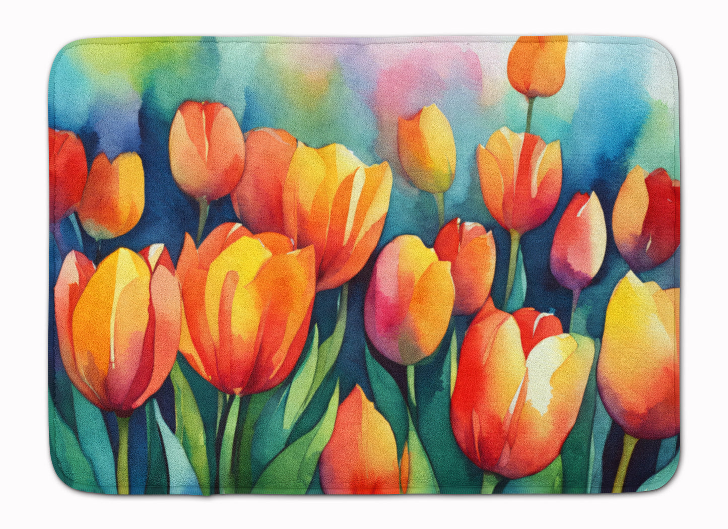 Buy this Tulips in Watercolor Memory Foam Kitchen Mat