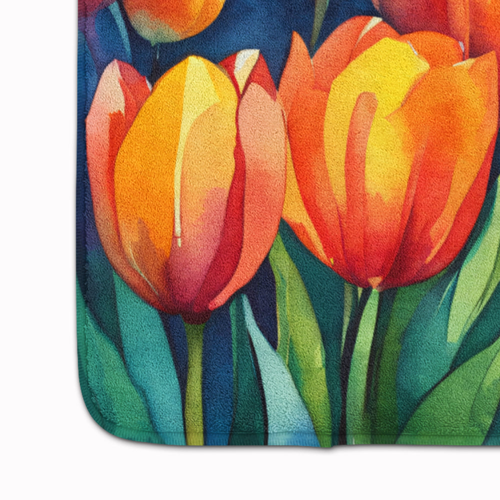 Tulips in Watercolor Memory Foam Kitchen Mat