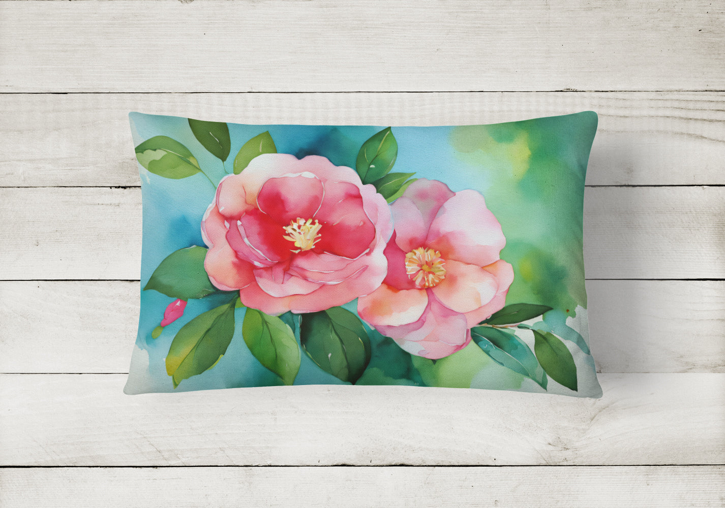 Alabama Camellia in Watercolor Throw Pillow