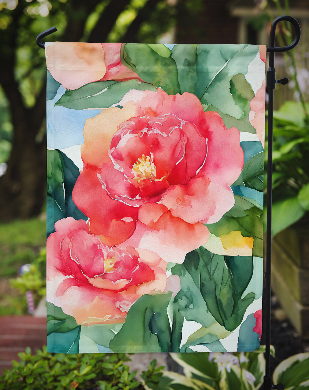 Alabama Camellia in Watercolor Garden Flag