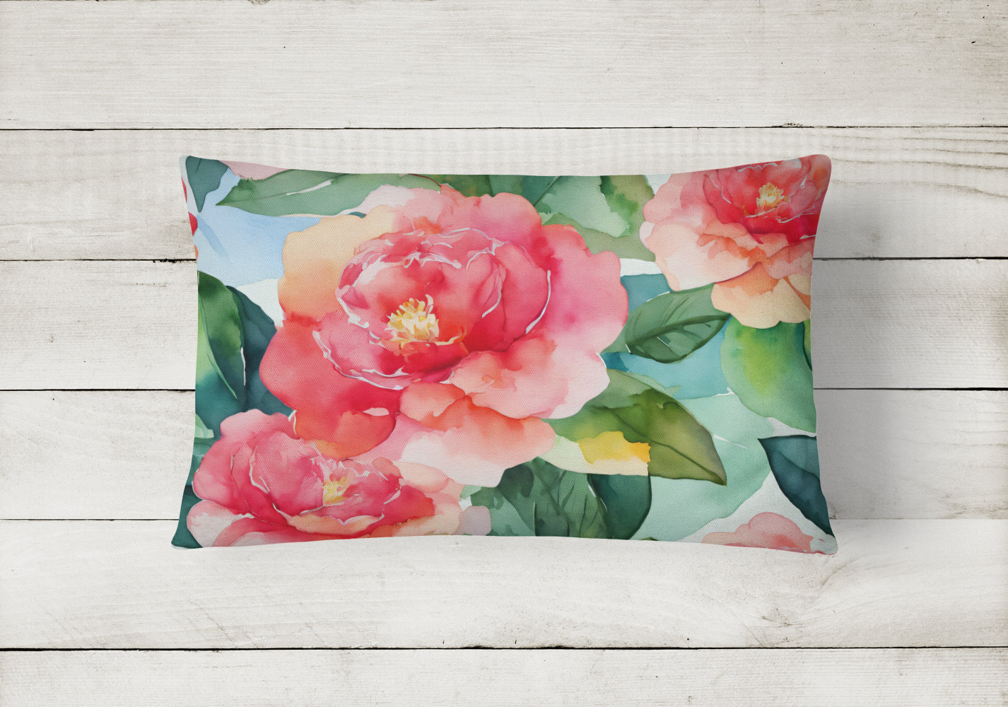 Alabama Camellia in Watercolor Throw Pillow