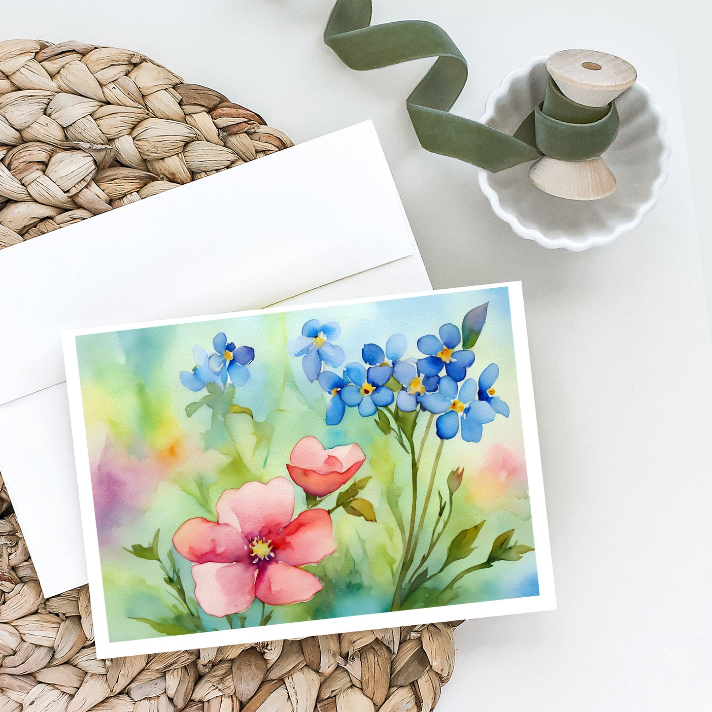 Alaska Forget-me-nots in Watercolor Greeting Cards Pack of 8