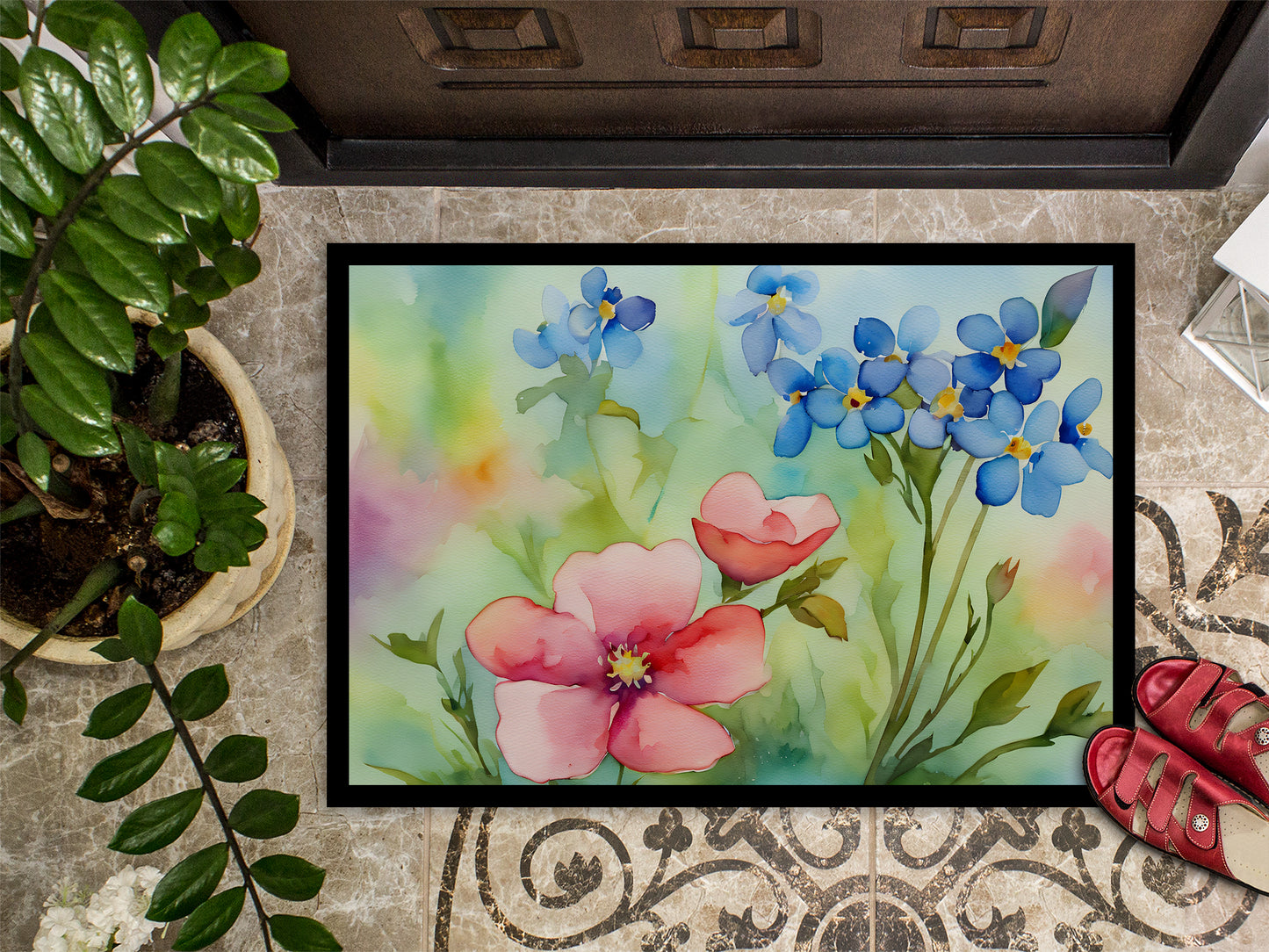 Alaska Forget-me-nots in Watercolor Doormat