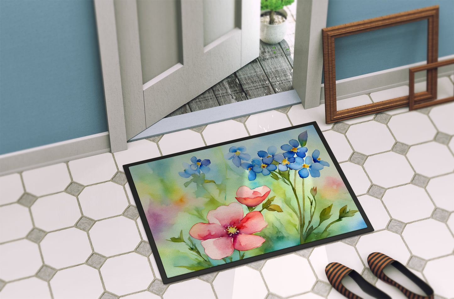 Alaska Forget-me-nots in Watercolor Doormat