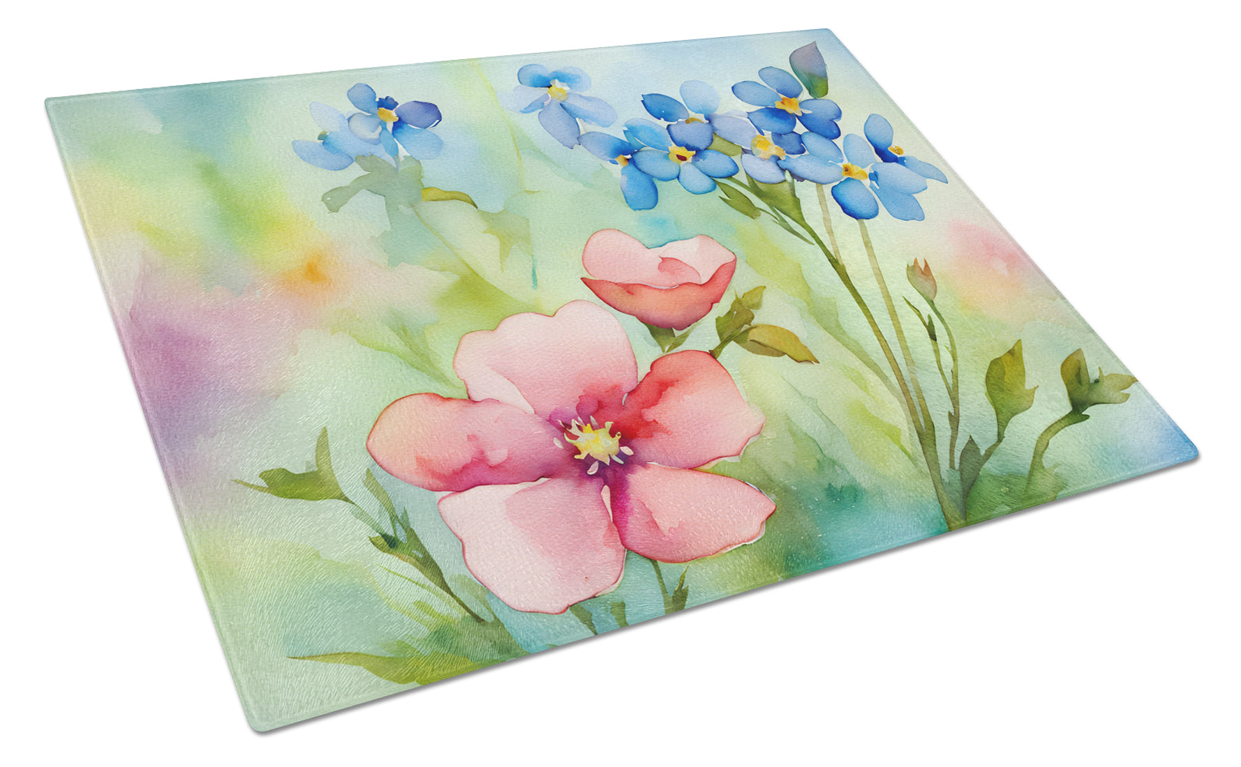 Buy this Alaska Forget-me-nots in Watercolor Glass Cutting Board