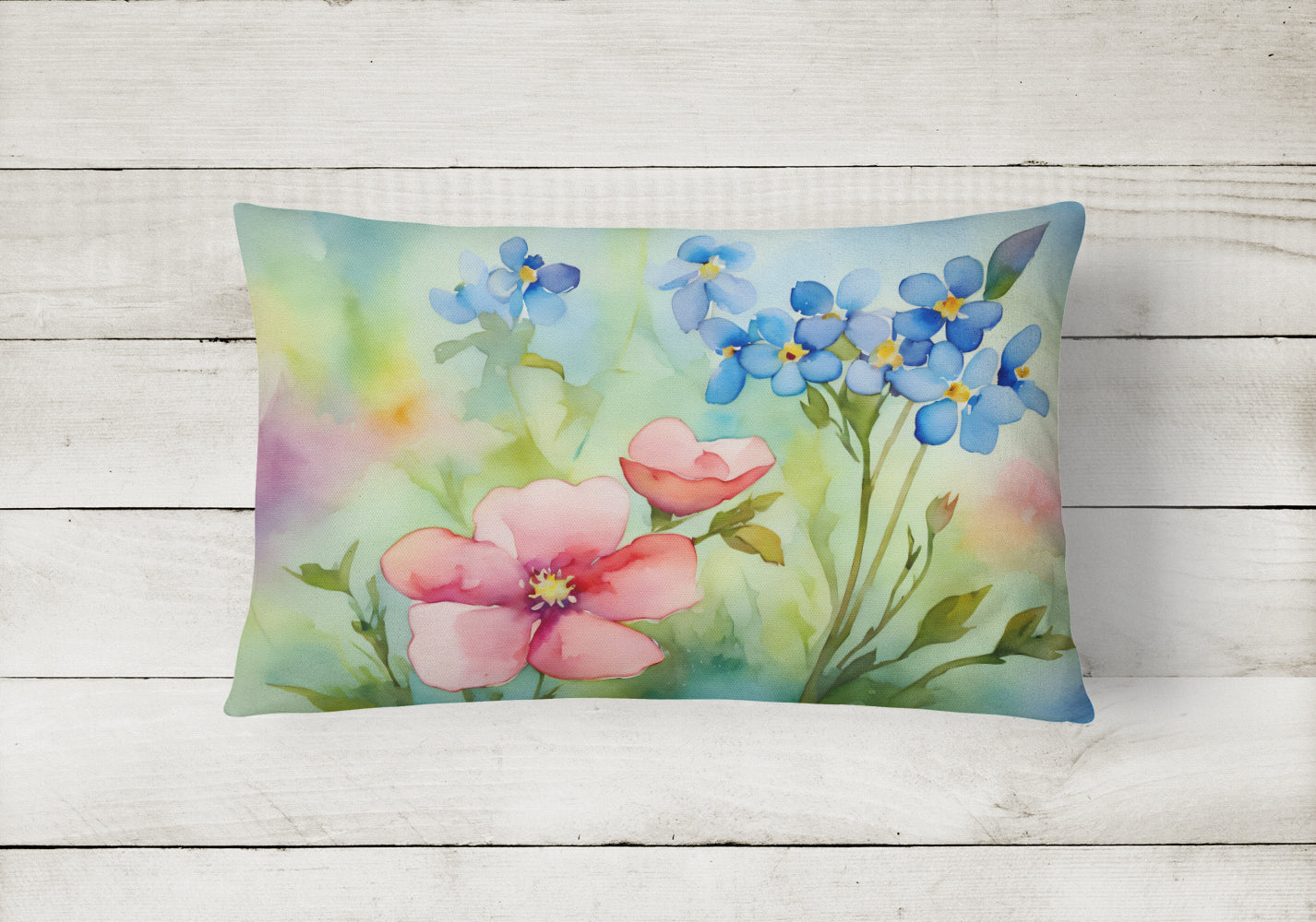 Alaska Forget-me-nots in Watercolor Throw Pillow