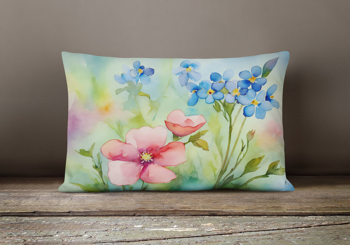 Alaska Forget-me-nots in Watercolor Throw Pillow