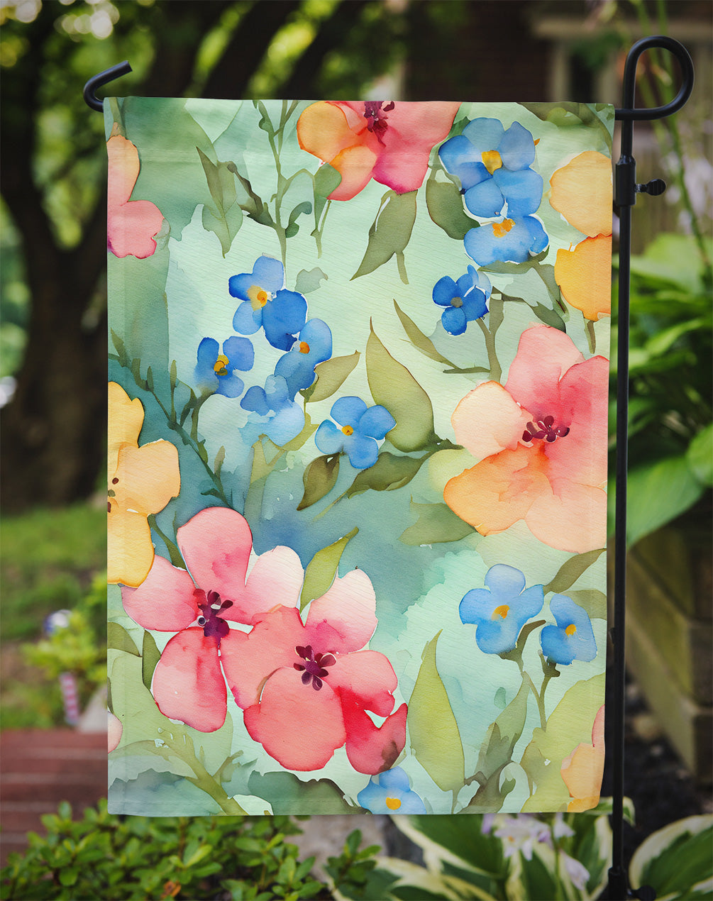 Alaska Forget-me-nots in Watercolor Garden Flag