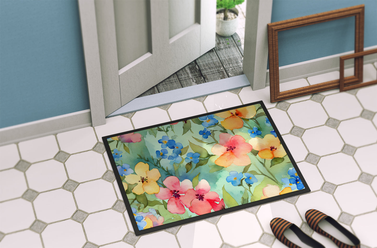 Alaska Forget-me-nots in Watercolor Doormat