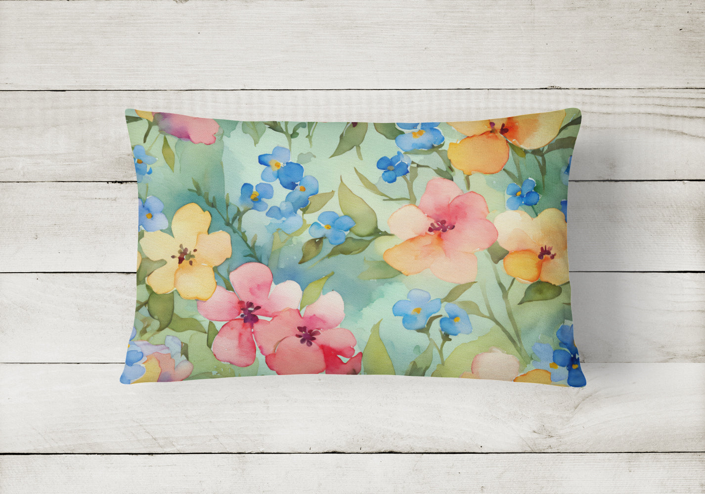 Alaska Forget-me-nots in Watercolor Throw Pillow