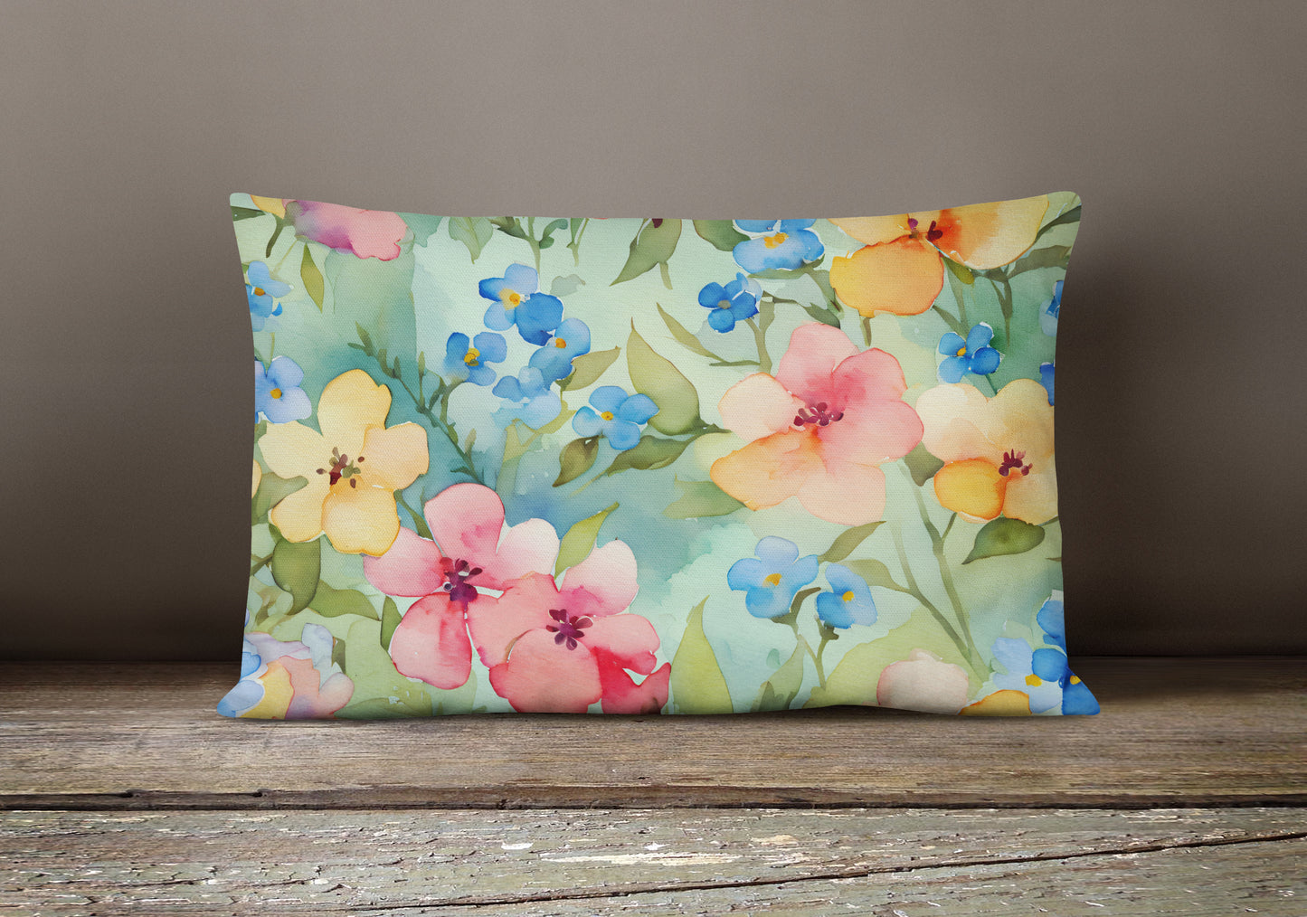 Alaska Forget-me-nots in Watercolor Throw Pillow