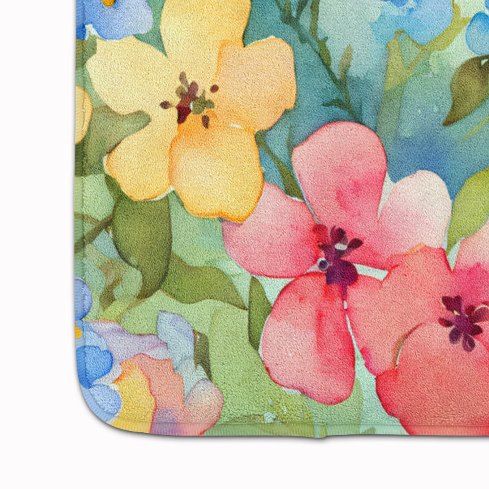 Alaska Forget-me-nots in Watercolor Memory Foam Kitchen Mat