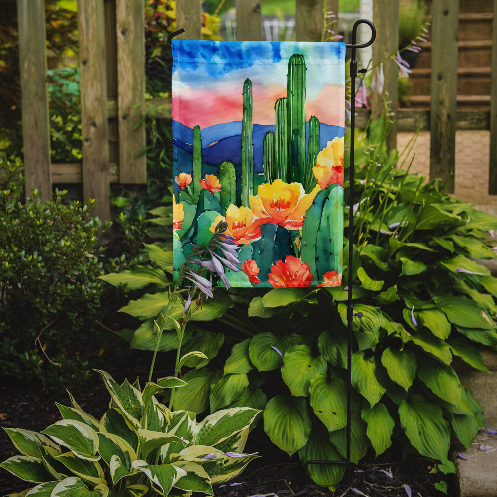 Arizona Saguaro Cactus Blossom in Watercolor Garden Flag