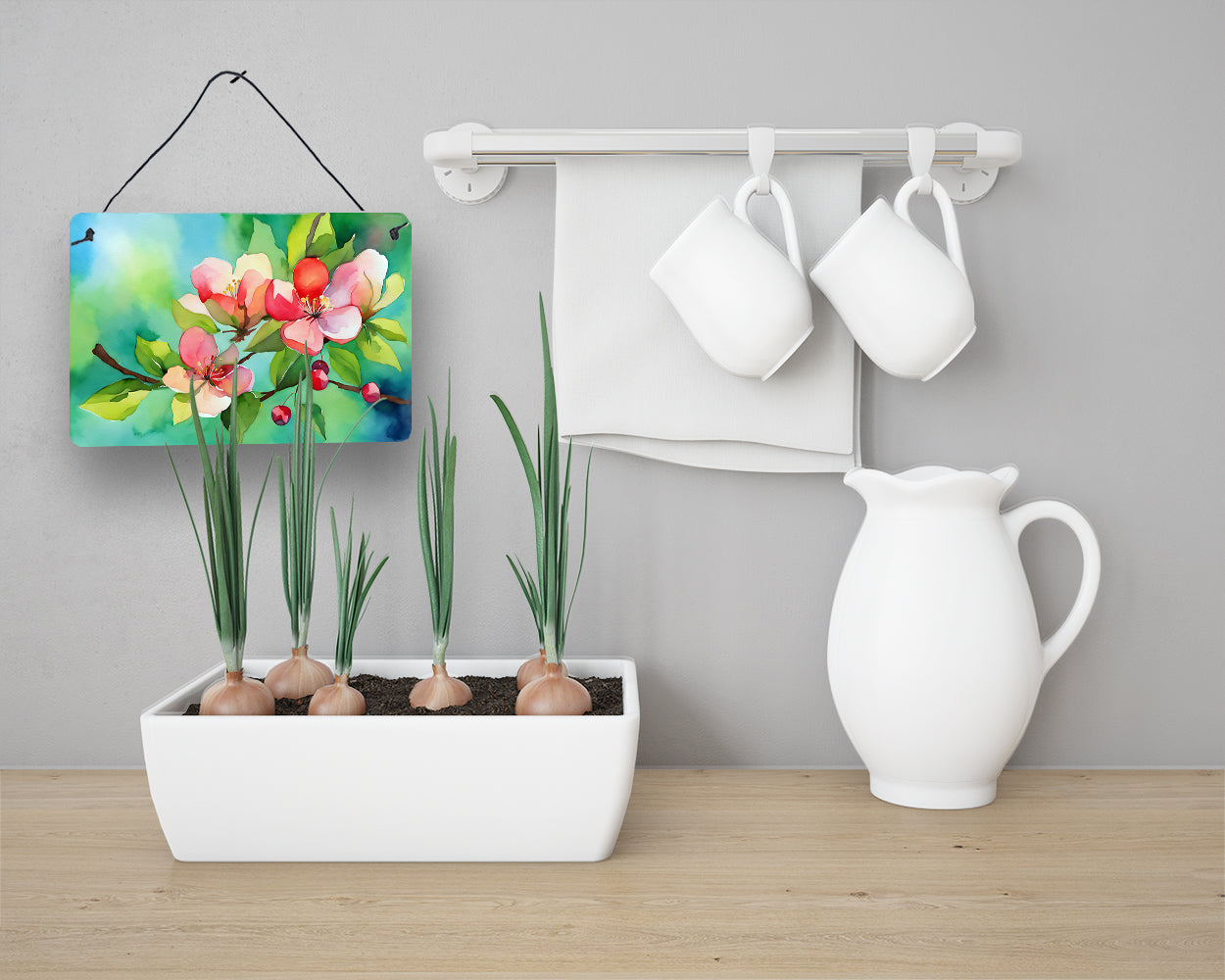 Arkansas Apple Blossom in Watercolor Wall or Door Hanging Prints