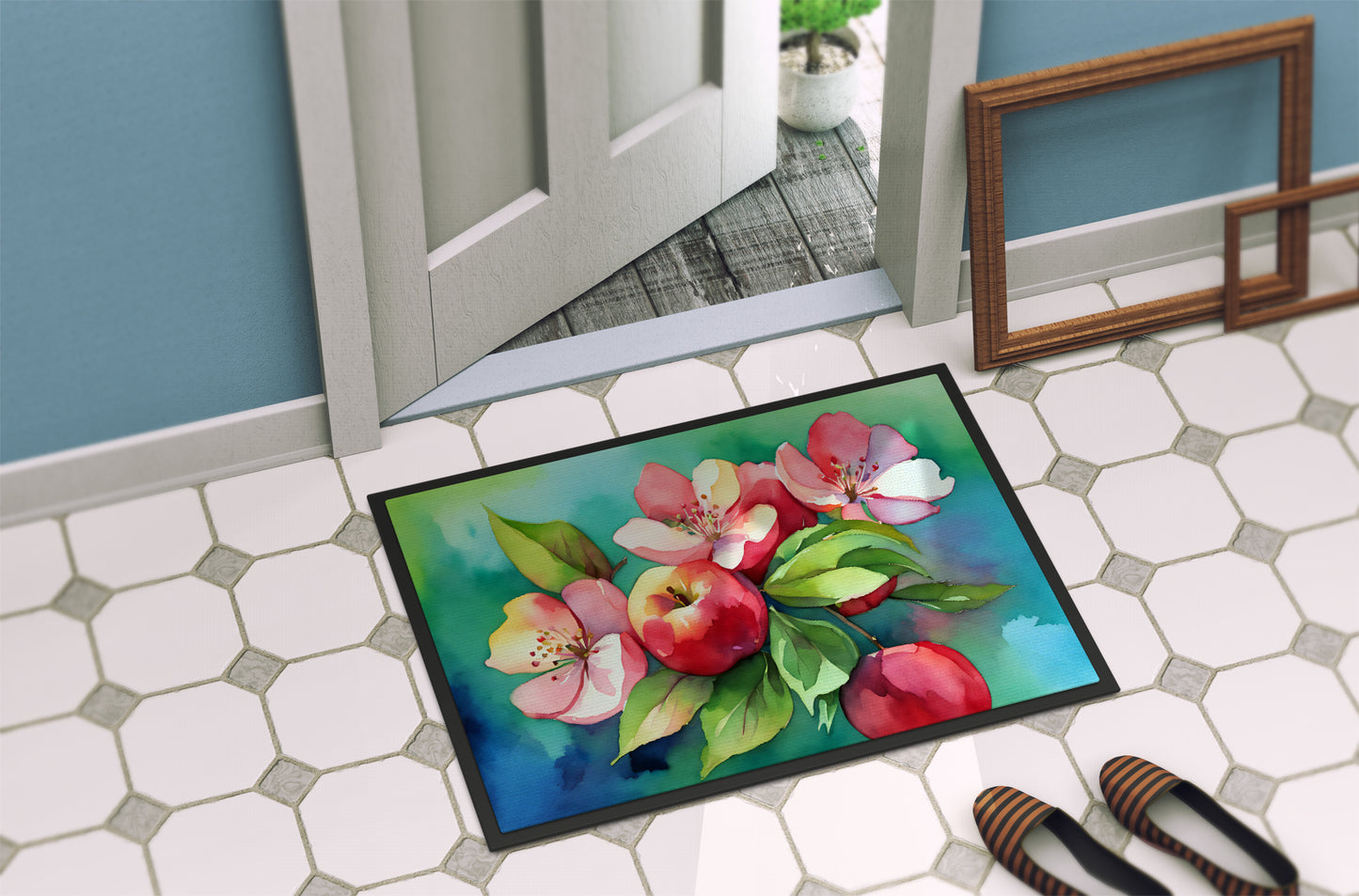 Arkansas Apple Blossom in Watercolor Doormat