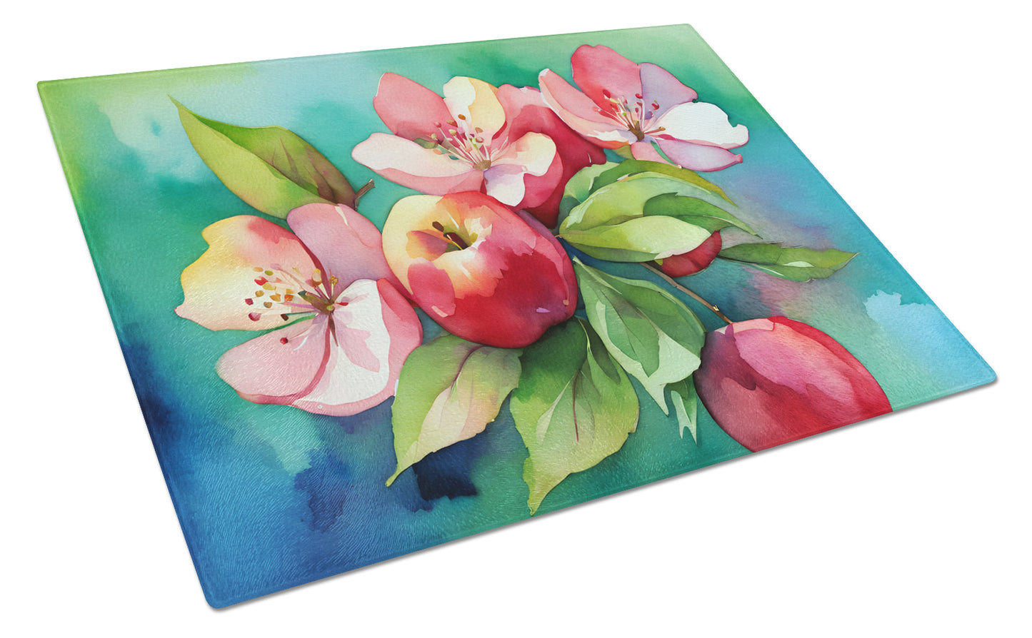 Buy this Arkansas Apple Blossom in Watercolor Glass Cutting Board