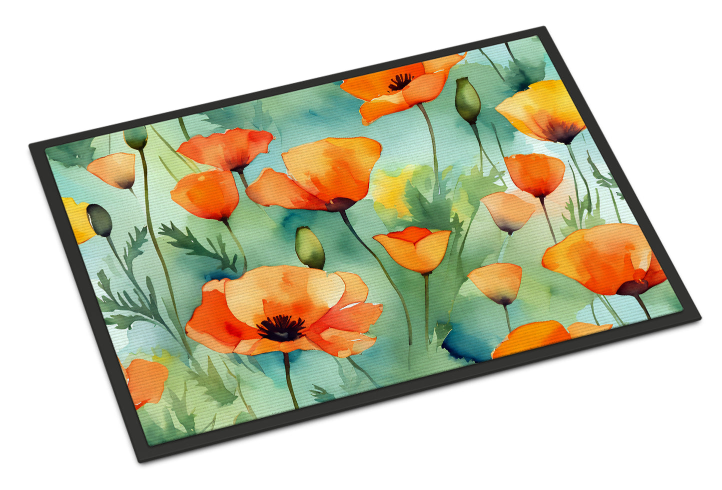 Buy this California California Poppies in Watercolor Doormat