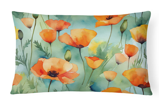 Buy this California California Poppies in Watercolor Throw Pillow