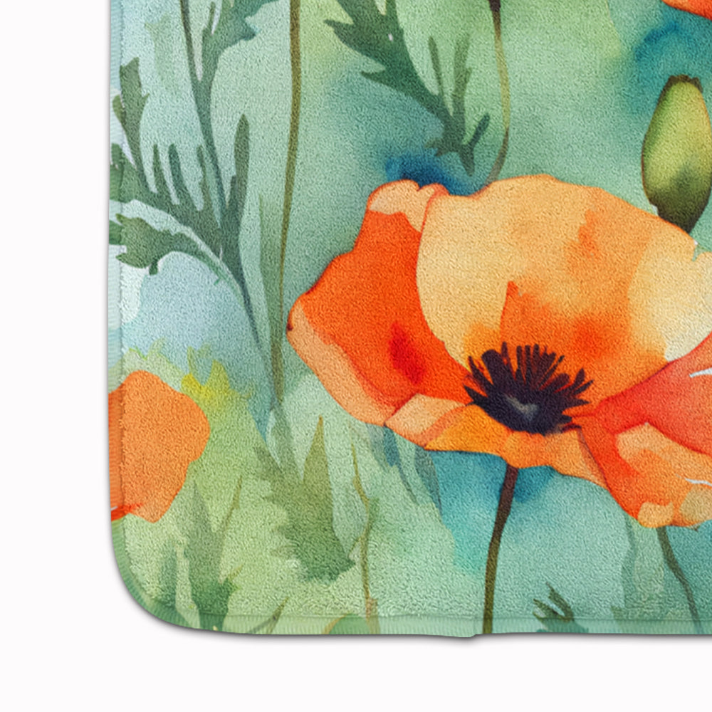 California California Poppies in Watercolor Memory Foam Kitchen Mat