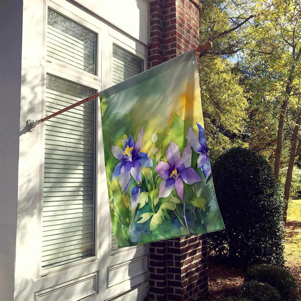 Colorado Rocky Mountain Columbine in Watercolor House Flag