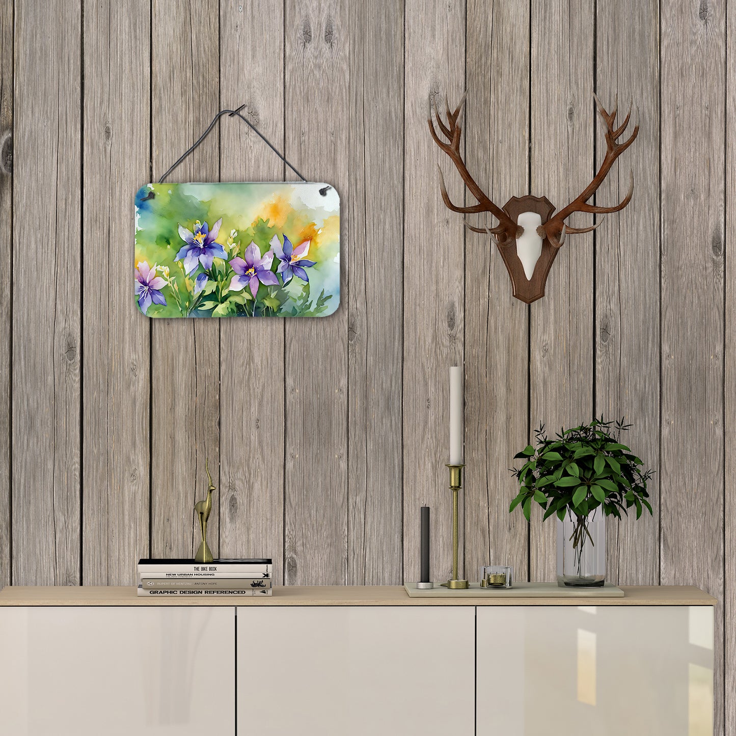 Colorado Rocky Mountain Columbine in Watercolor Wall or Door Hanging Prints