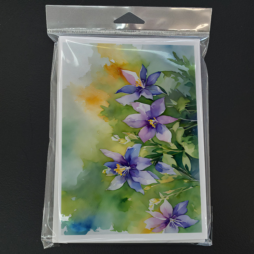 Colorado Rocky Mountain Columbine in Watercolor Greeting Cards Pack of 8