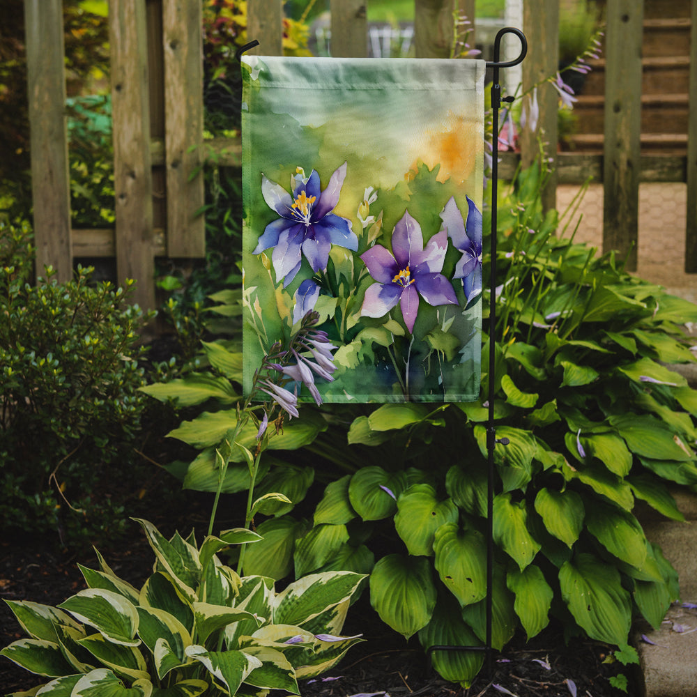 Colorado Rocky Mountain Columbine in Watercolor Garden Flag