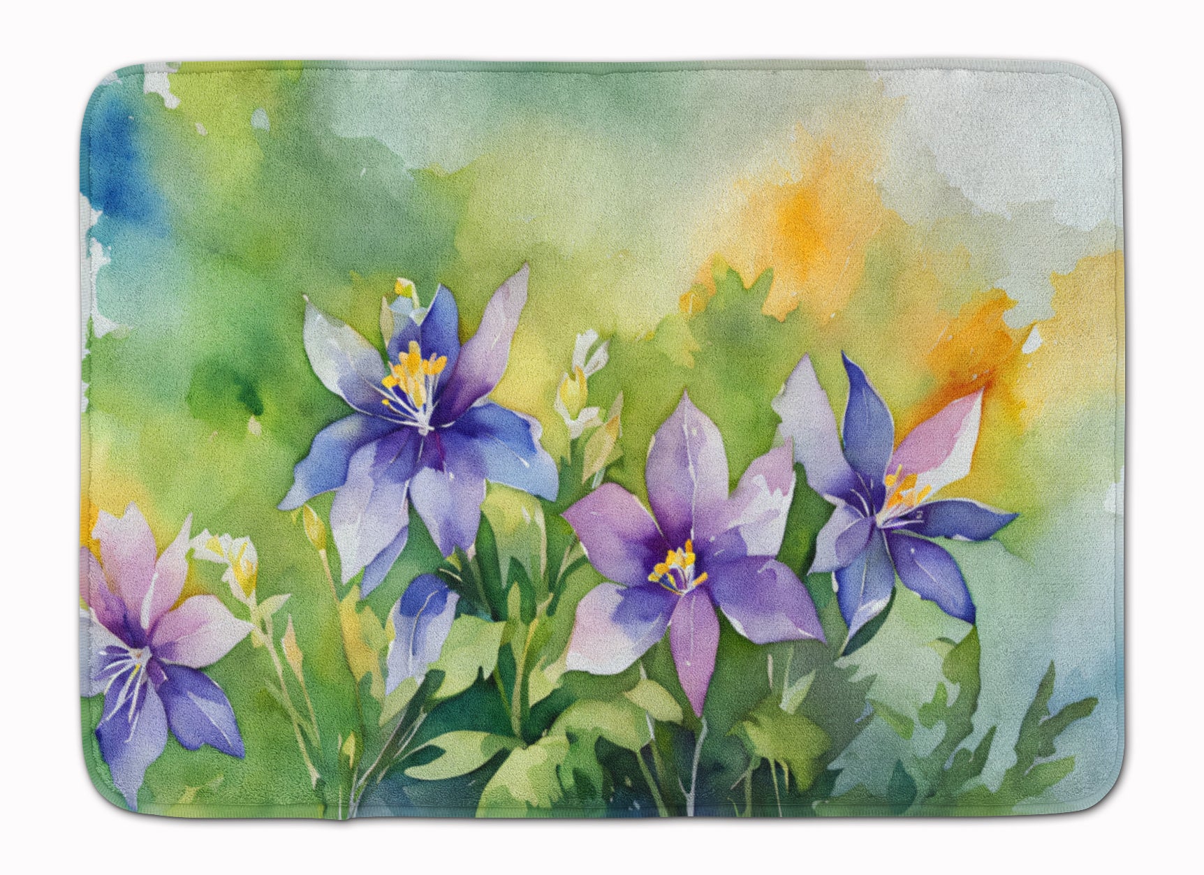 Buy this Colorado Rocky Mountain Columbine in Watercolor Memory Foam Kitchen Mat