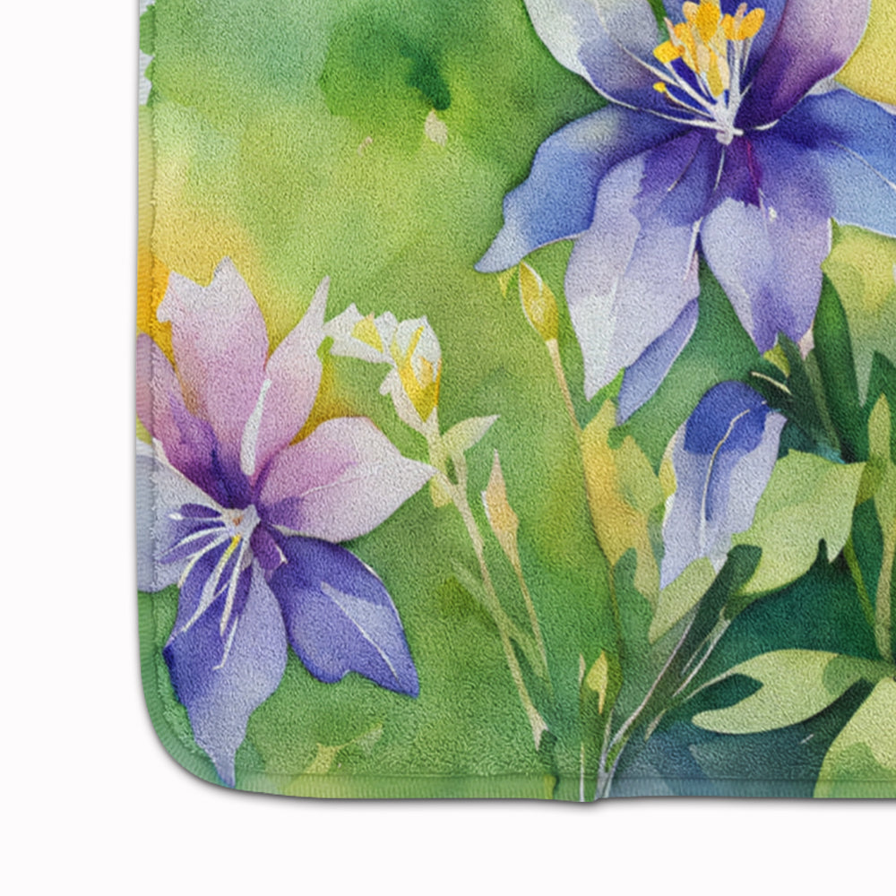 Colorado Rocky Mountain Columbine in Watercolor Memory Foam Kitchen Mat