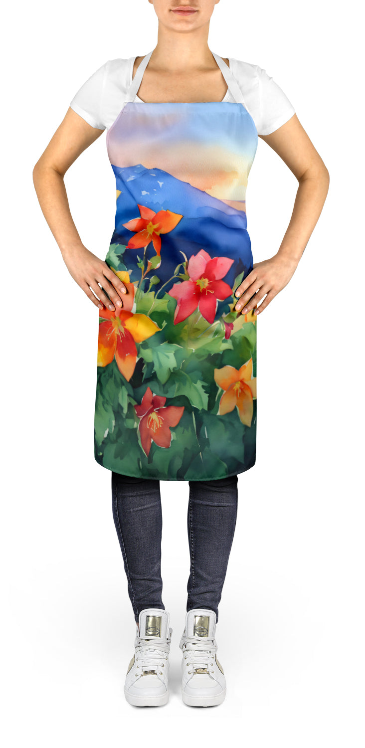 Colorado Rocky Mountain Columbine in Watercolor Apron