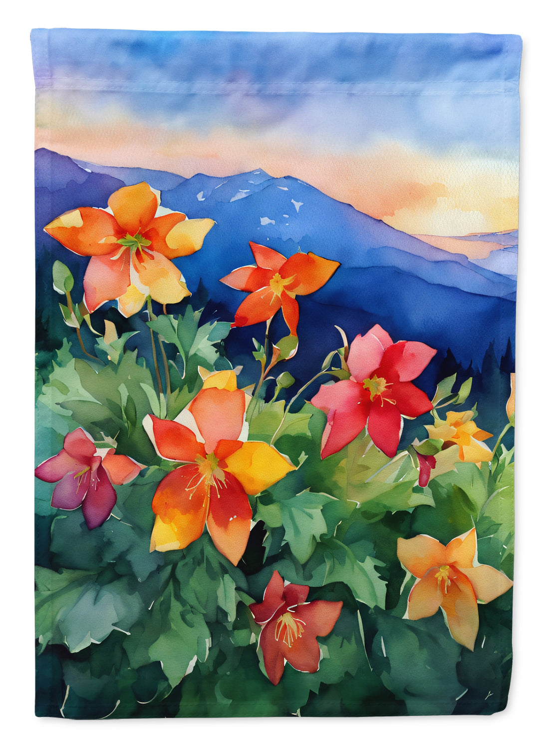 Buy this Colorado Rocky Mountain Columbine in Watercolor House Flag