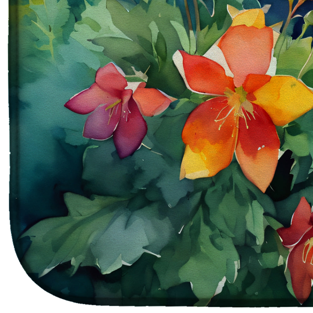 Colorado Rocky Mountain Columbine in Watercolor Dish Drying Mat