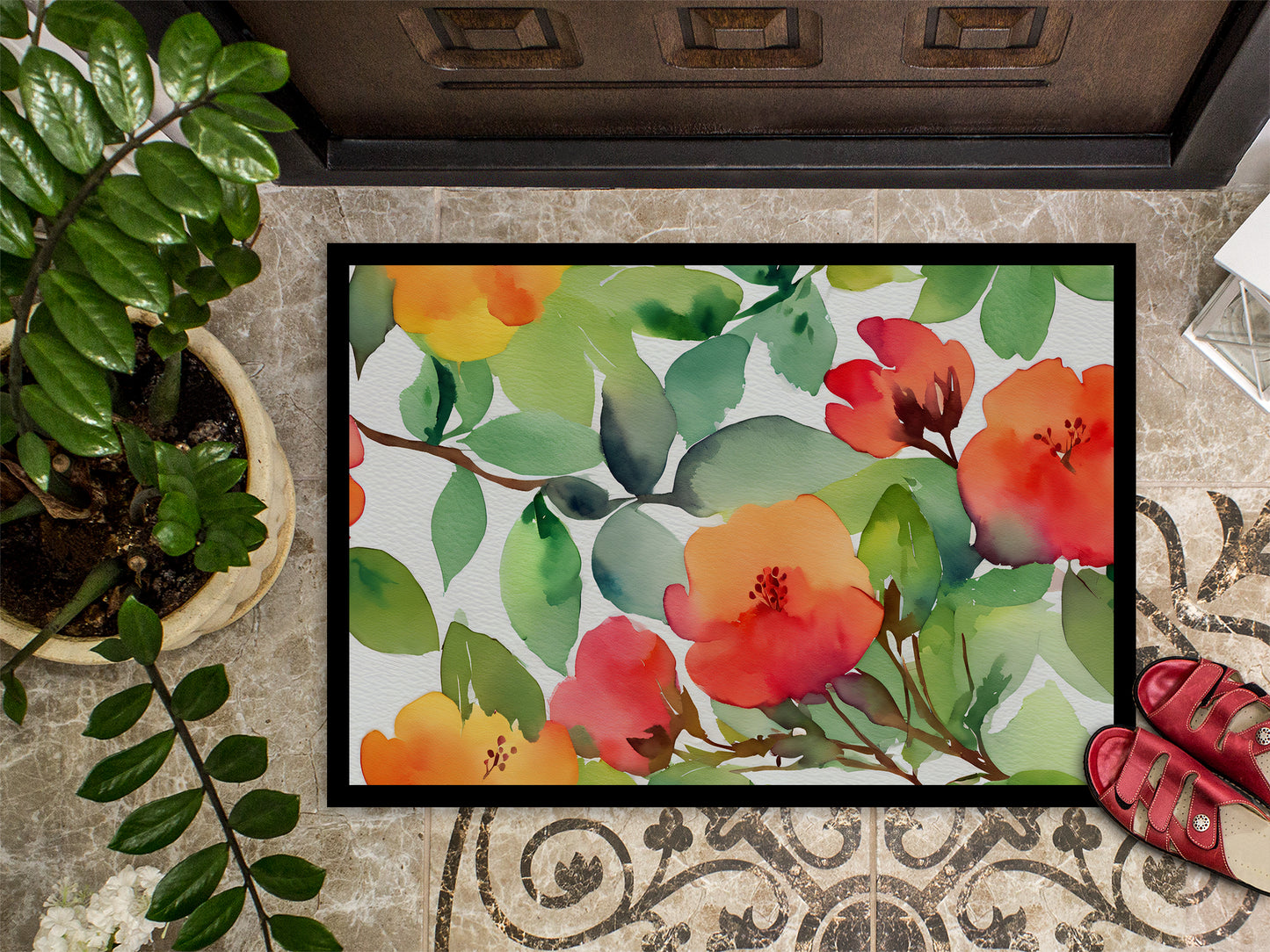 Connecticut Mountain Laurels in Watercolor Doormat