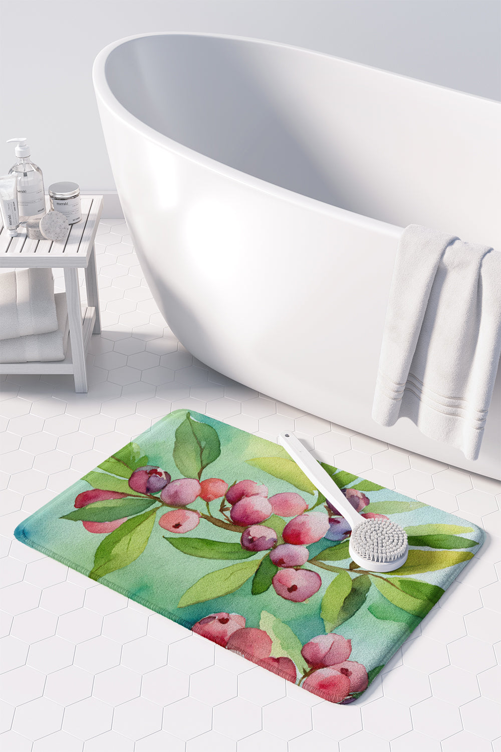 Connecticut Mountain Laurels in Watercolor Memory Foam Kitchen Mat