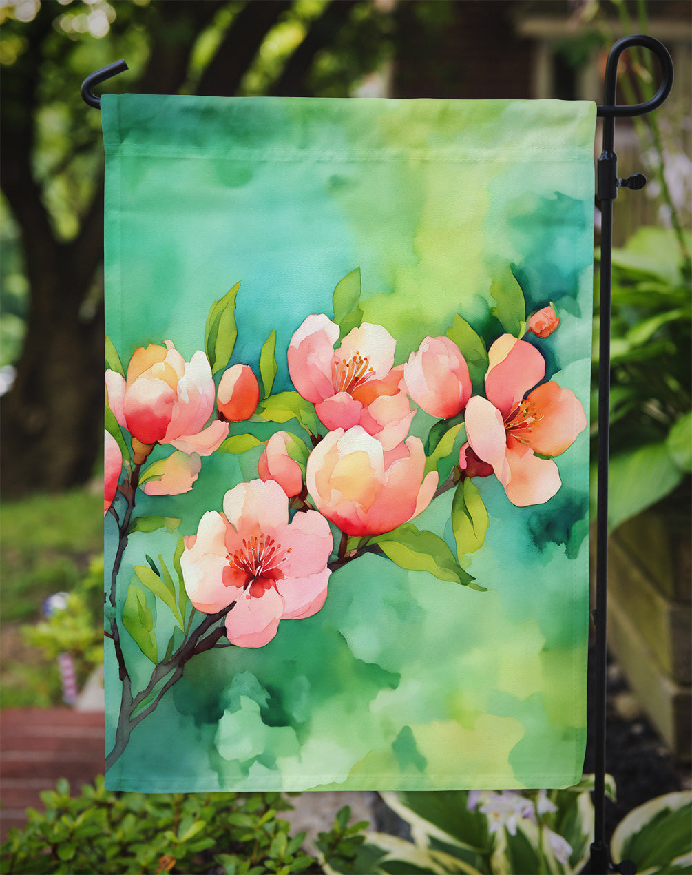 Delaware Peach Blossom in Watercolor Garden Flag