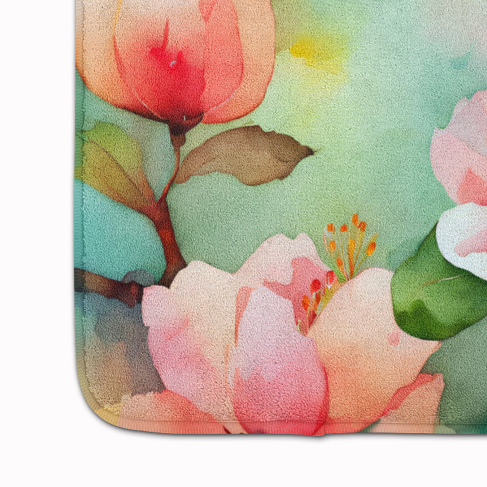 Delaware Peach Blossom in Watercolor Memory Foam Kitchen Mat