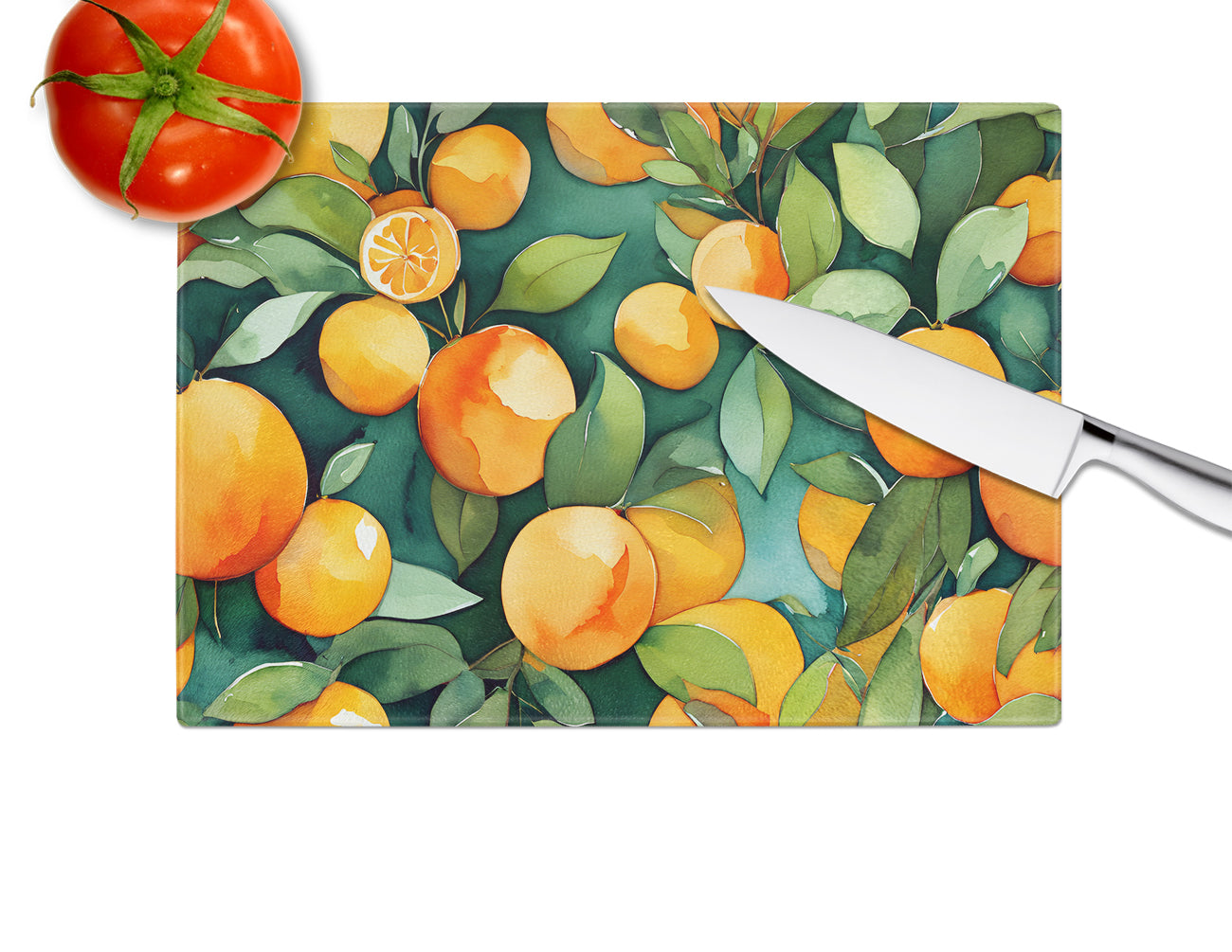 Florida Orange Blossom in Watercolor Glass Cutting Board