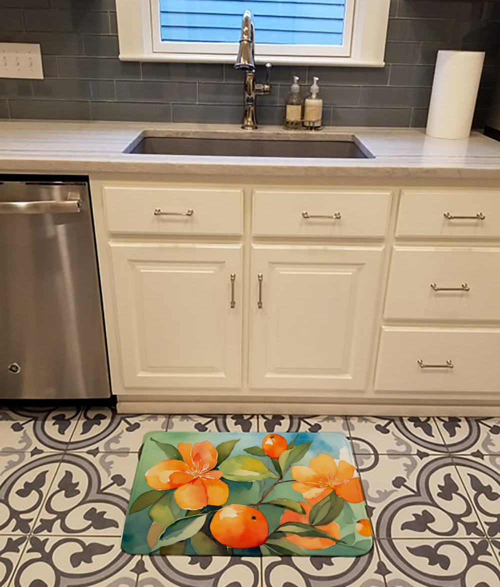 Florida Orange Blossom in Watercolor Memory Foam Kitchen Mat