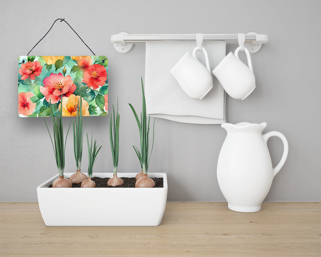 Georgia Cherokee Rose in Watercolor Wall or Door Hanging Prints